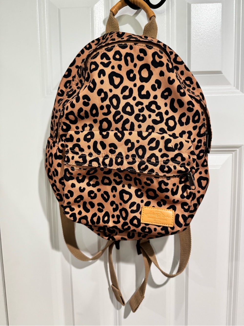 Small Amazon Tan and Black Leopard Print Backpack